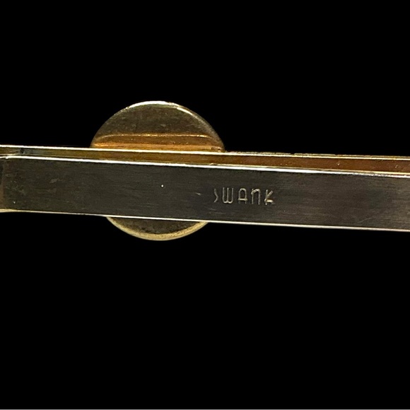 SWANK Gold Tie Clip with Amber Colored Cabochon Accent - Picture 2 of 2